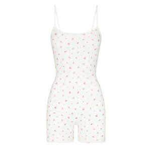 NWOT SKIMS Soft Lounge Lace Onesie Neon Orchid Rose Print 3X